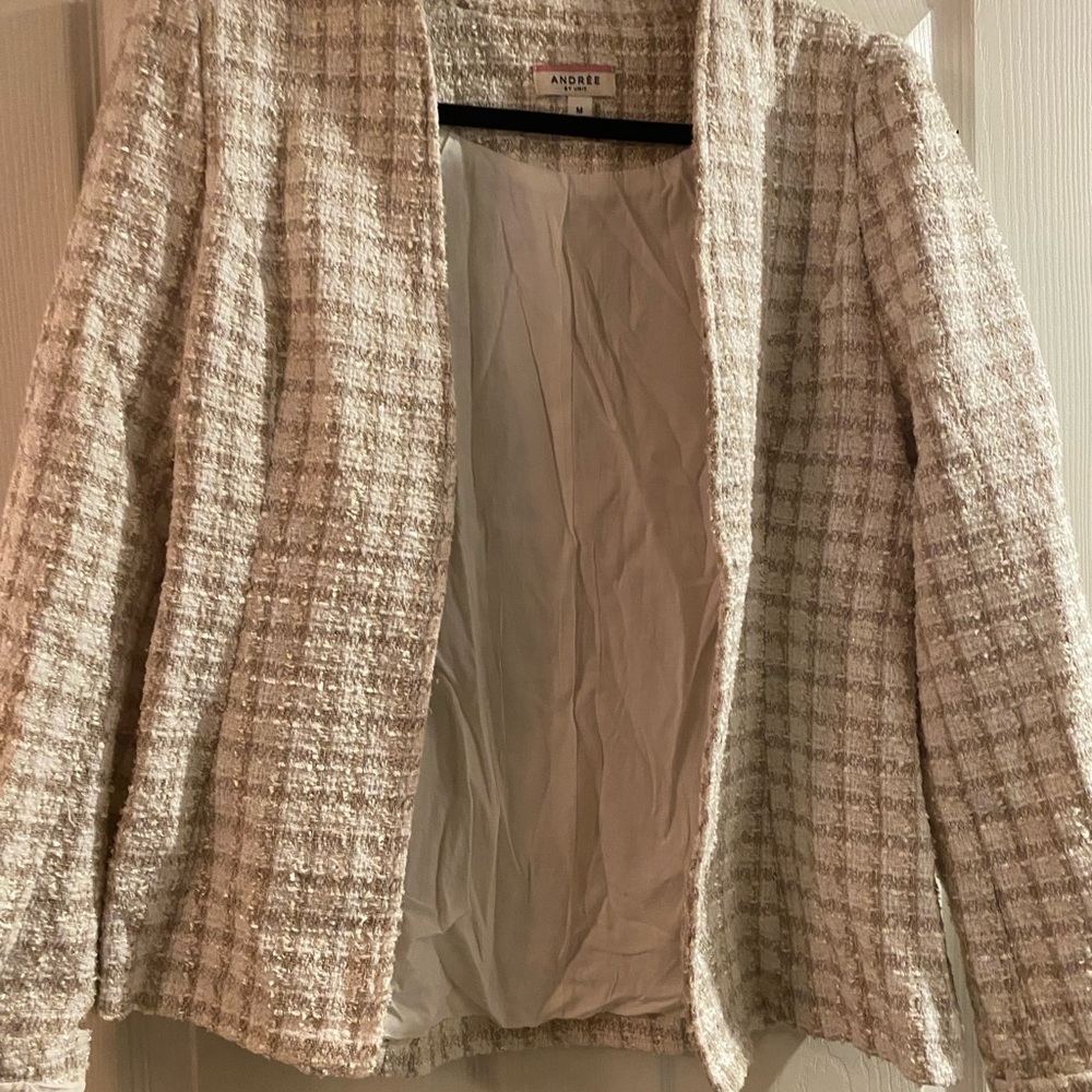 ANDREE BY UNIT Women's Beige Tweed Blazer